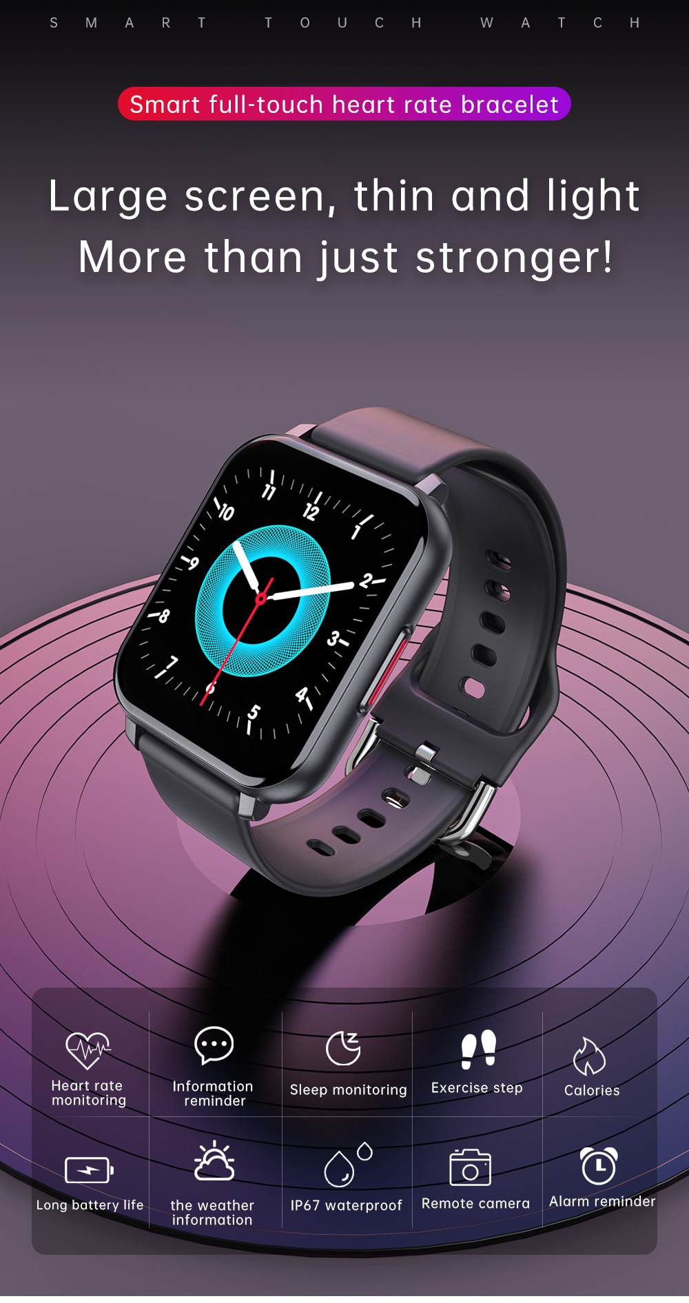 1.55'' Full Touch Game Smart Watch Men Ip67 Waterproof Sport Fitness Tracker Watch Smartwatch Women Blood Pressure Heart Rate