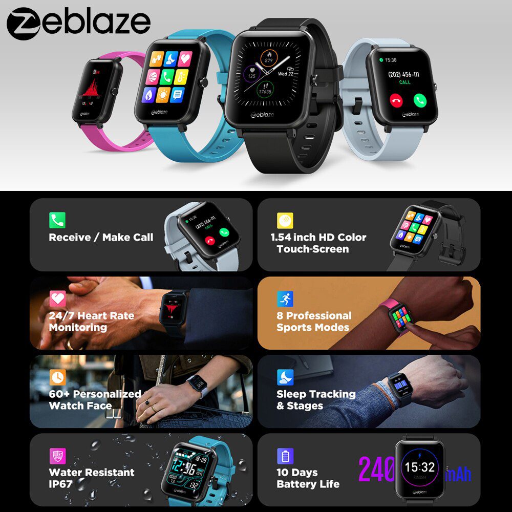 Zeblaze GTS Smart Watch for Phone-Calls Smartwatch Fitness Sleep Heart Rate Blood Pressure Monitor IP67 Waterproof Smart Watches