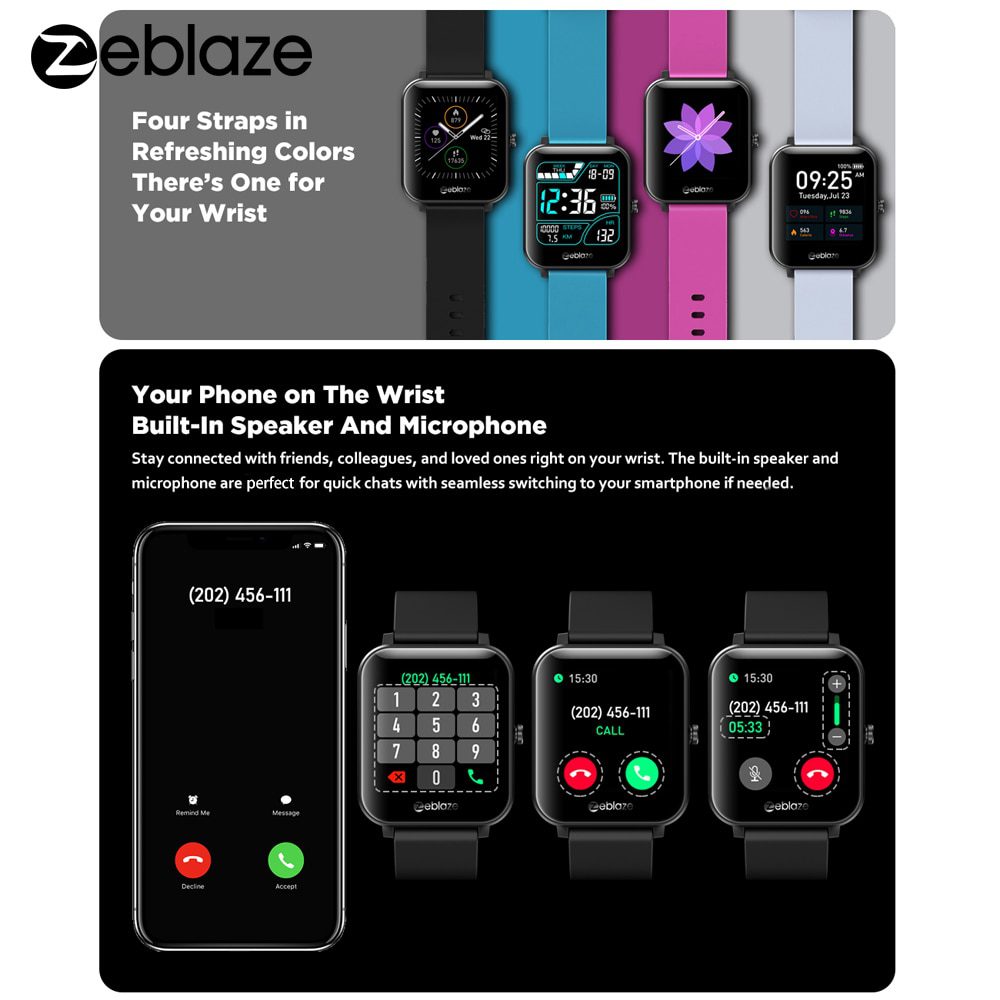 Zeblaze GTS Smart Watch for Phone-Calls Smartwatch Fitness Sleep Heart Rate Blood Pressure Monitor IP67 Waterproof Smart Watches