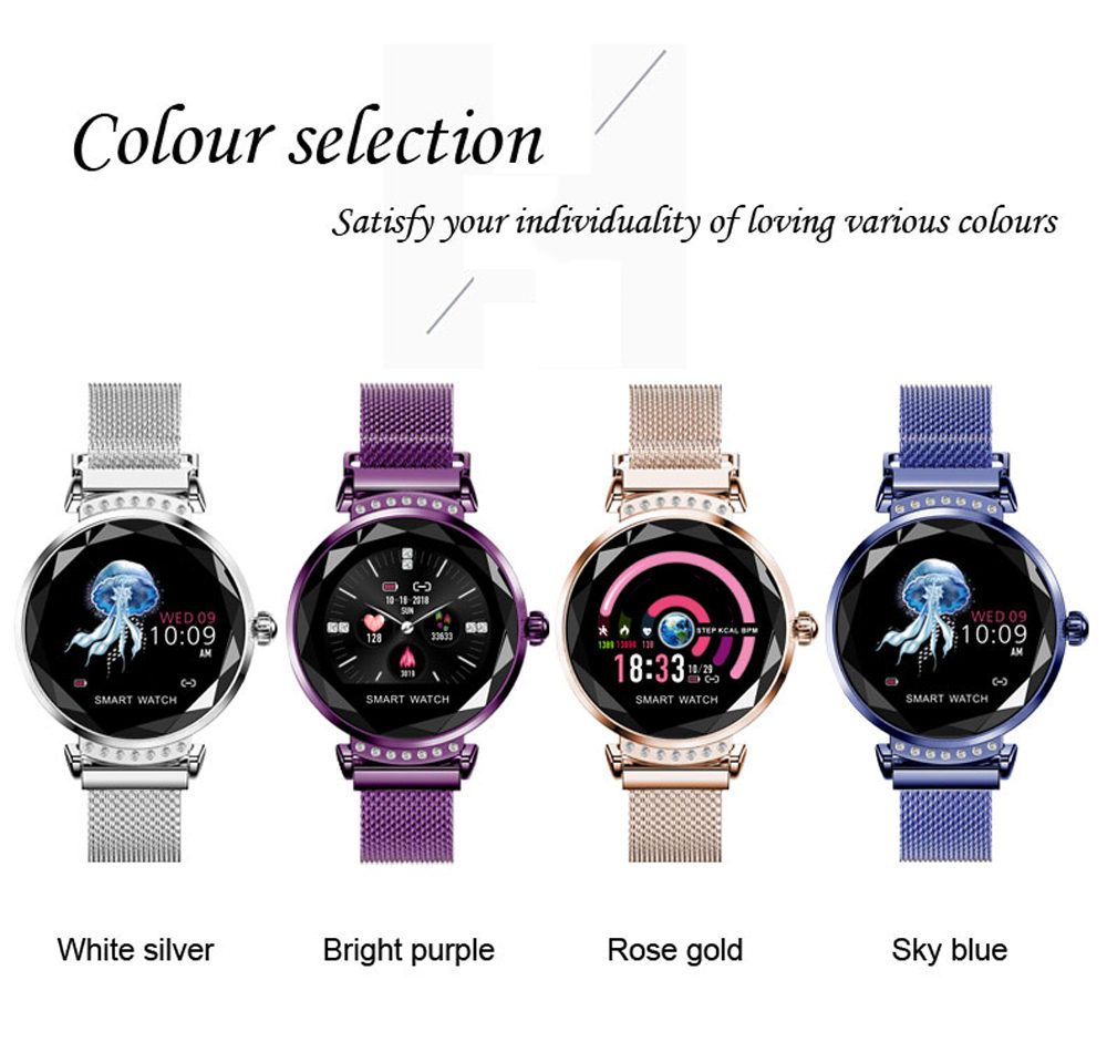 Newest Fashion H2 Smart Watch Women 3D Diamond Glass Heart Rate Blood Pressure Sleep Monitor Best Gift Smartwatch