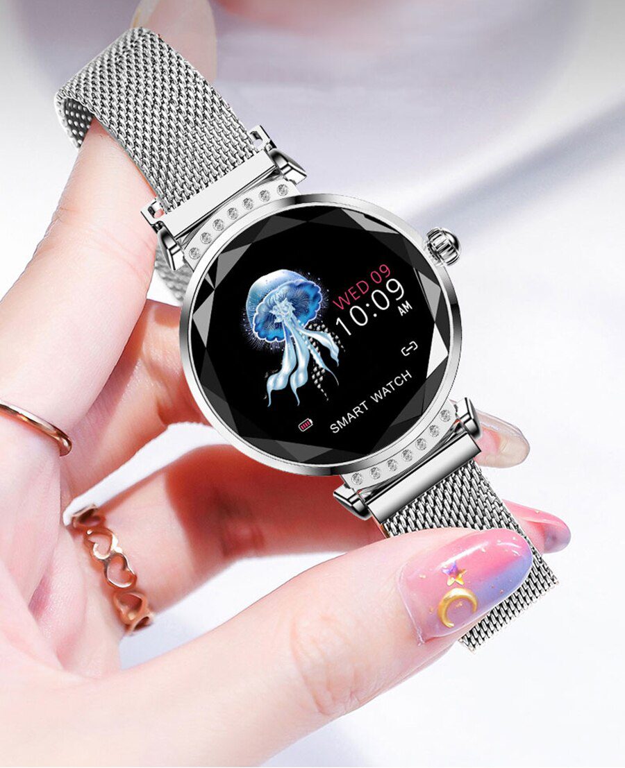 Newest Fashion H2 Smart Watch Women 3D Diamond Glass Heart Rate Blood Pressure Sleep Monitor Best Gift Smartwatch