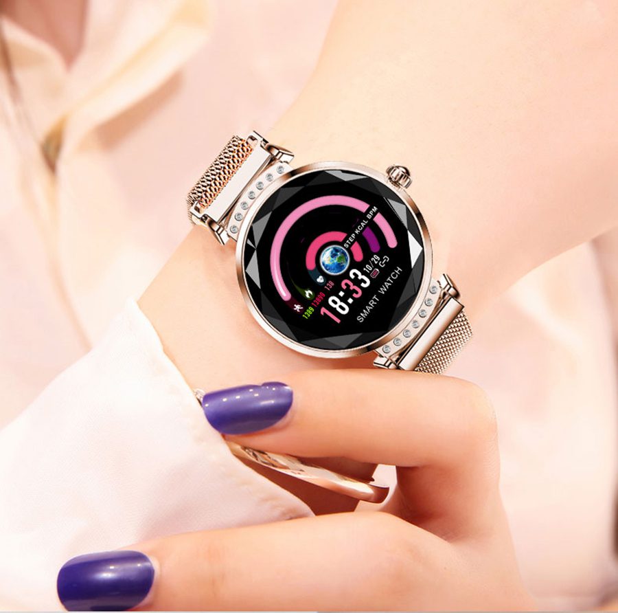 Newest Fashion H2 Smart Watch Women 3D Diamond Glass Heart Rate Blood Pressure Sleep Monitor Best Gift Smartwatch