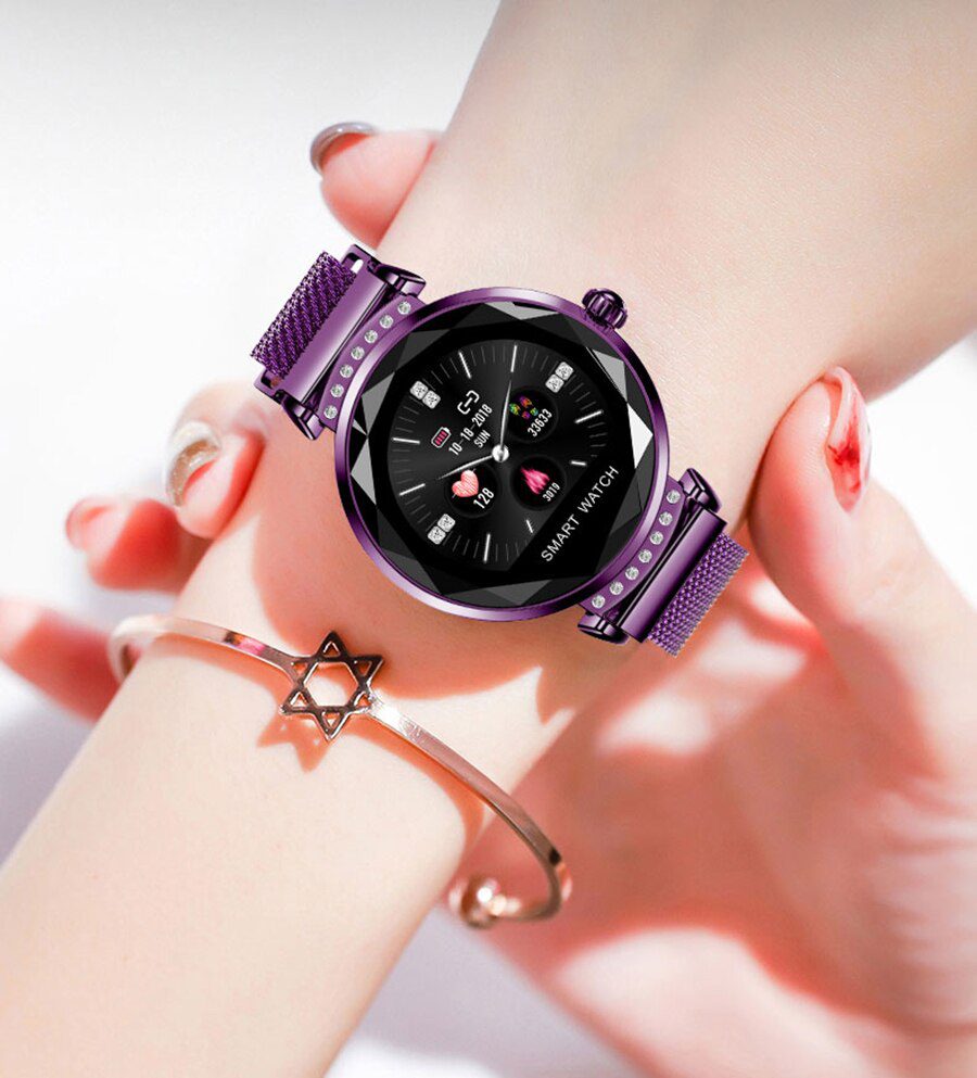 Newest Fashion H2 Smart Watch Women 3D Diamond Glass Heart Rate Blood Pressure Sleep Monitor Best Gift Smartwatch