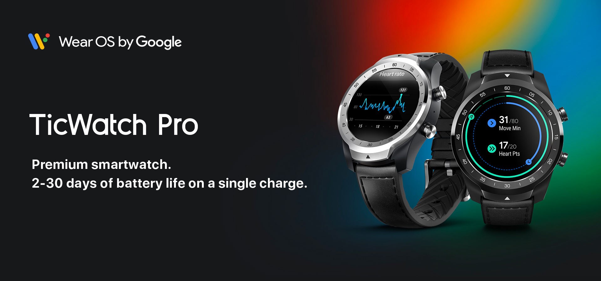 TicWatch Pro Smart Watch Men‘s Watch Wear OS by Google for iOS& Android NFC Payment Built in GPS Waterproof Bluetooth Smartwatch