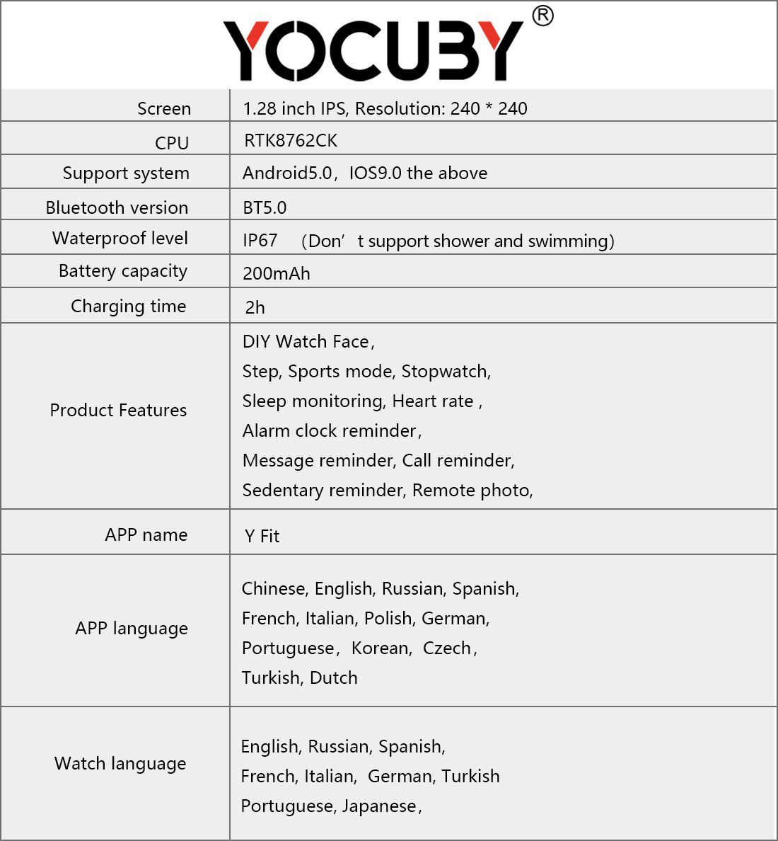 YOCUBY Smart Watch Men Smartwatch IP68 Waterproof Call Reminder Heart Rate Sleep Monitor Custom Watch Face Pedometer