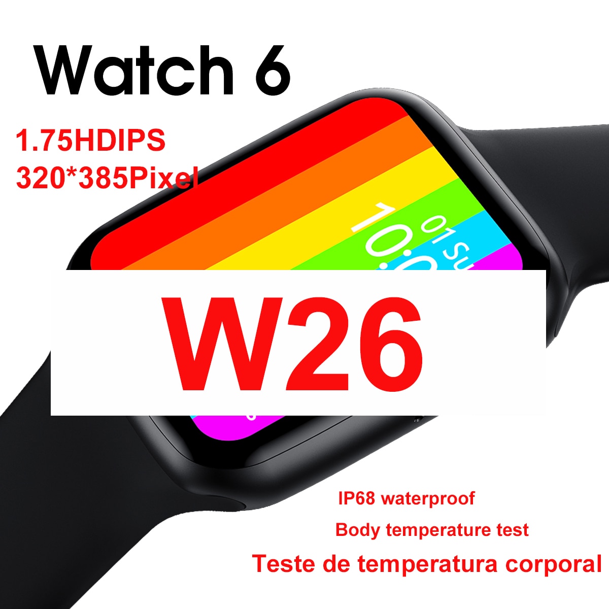 Smartwatch IWO W26 44mm Watch 6 Bluetooth Smart Watch Thermometer ECG Heart Rate Temperature IP68 Waterproof PK IWO 8 13 12