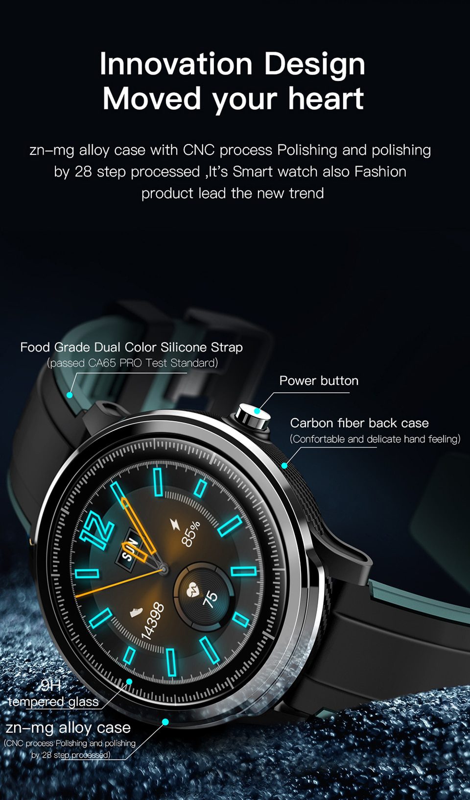 KOSPET Probe IP68 Waterproof SmartWatch Men Full Touch Round Screen Heart Rate Monitoring Smart Watch Men Women Fitness Bracelet