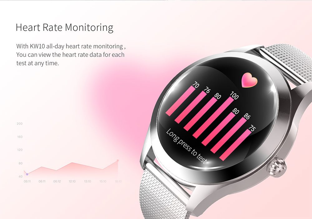 KW10 Smart Watch Women IP68 Waterproof Heart Rate Monitoring Bluetooth For Android IOS Fitness Bracelet Smartwatch