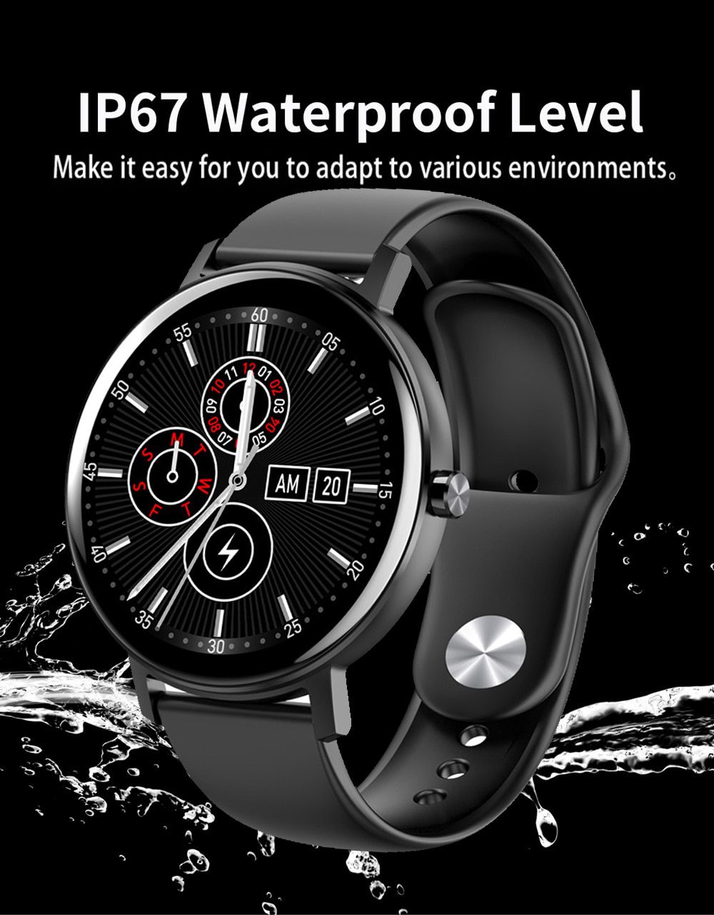 2020 Full Touch Smart Watch Men Sport Smartwatch Women Ip67 Waterproof Pedometer Fitness Tracker Watch Blood Pressure Heart Rate