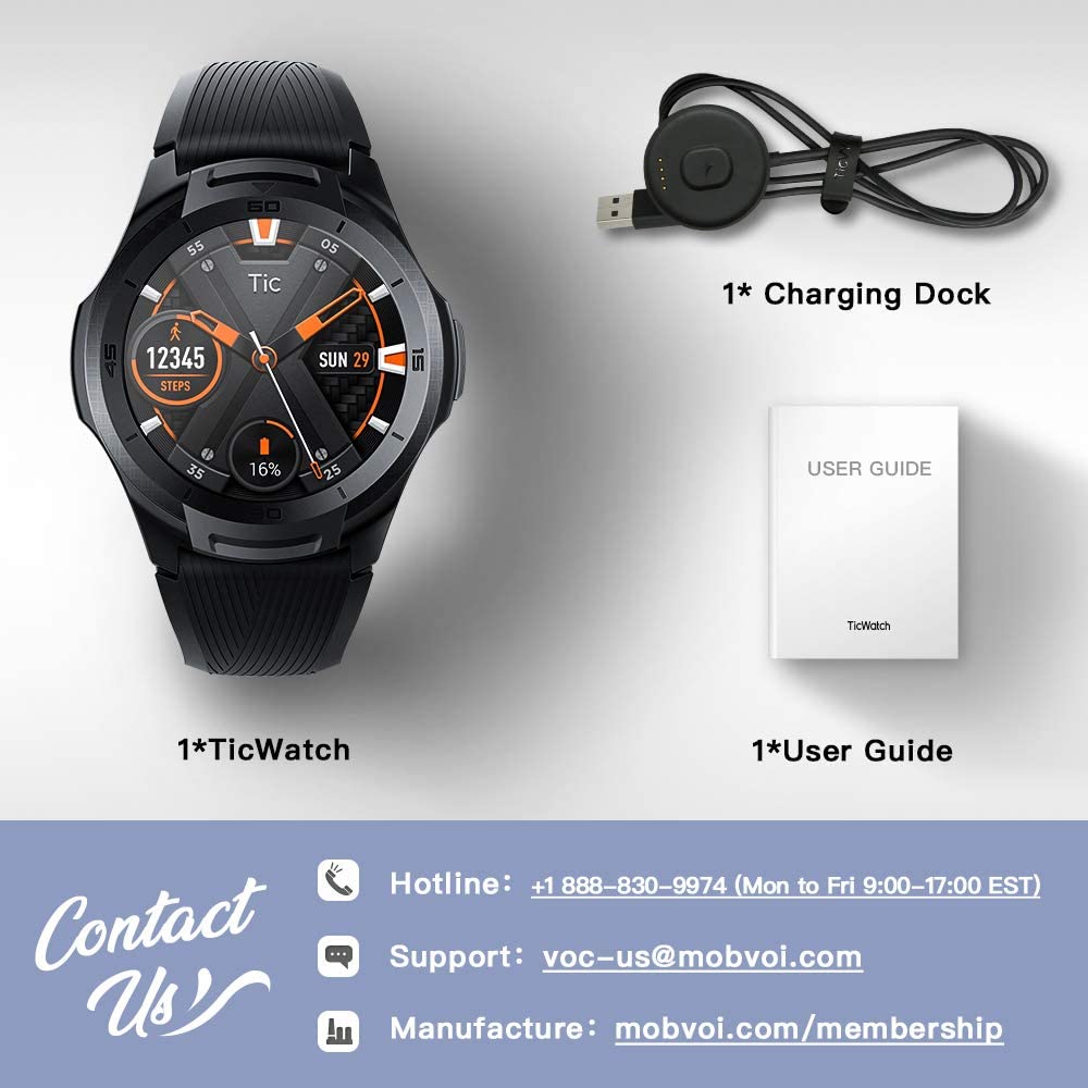 TicWatch S2 Wear OS by Google Smartwatch Bluetooth GPS Sport Watch for Men 5ATM Waterproof for IOS&Android Long Battery Life