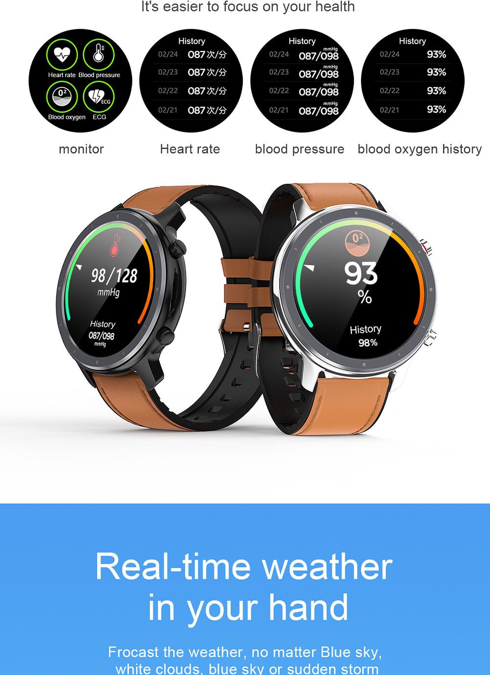 2020 L11 Smart Watch Men ECG+PPG Heart Rate Blood Pressure Monitor IP68 Waterproof Weather Smartwatch watches