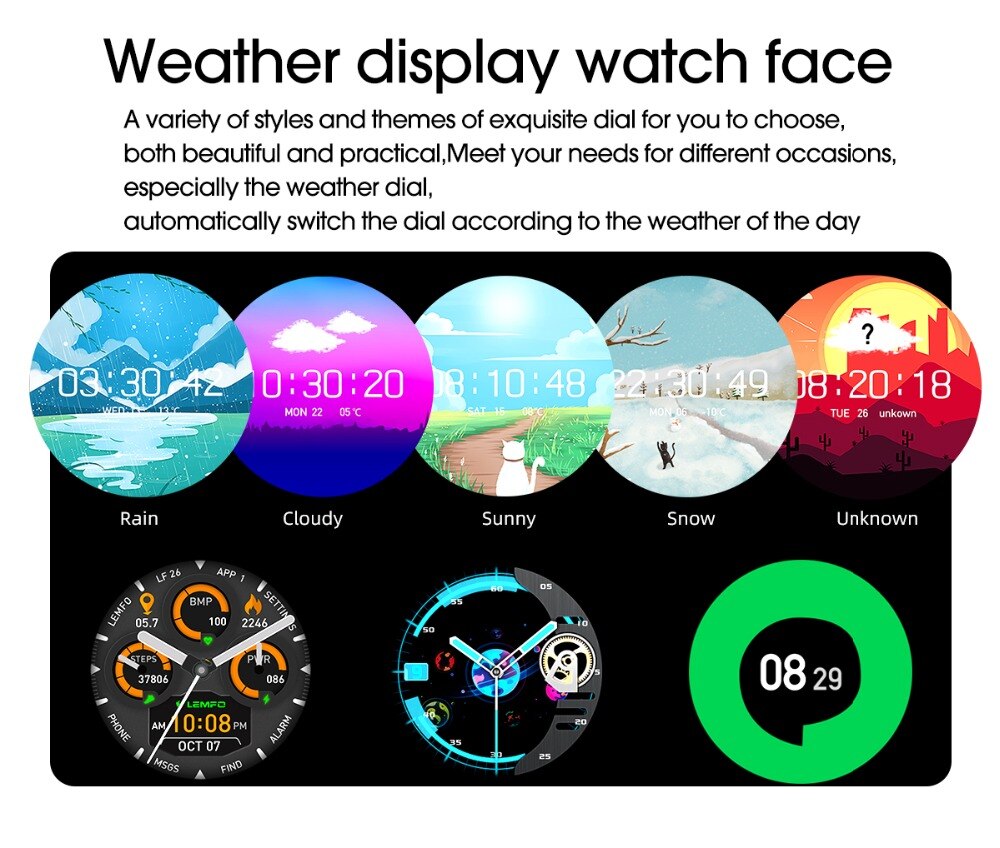 LEMFO SmartWatch Men 360*360 FUll Touch Heart Rate Monitor Sleep Test Blood Pressure PPG LF26 Smartwatch Fashion for Men
