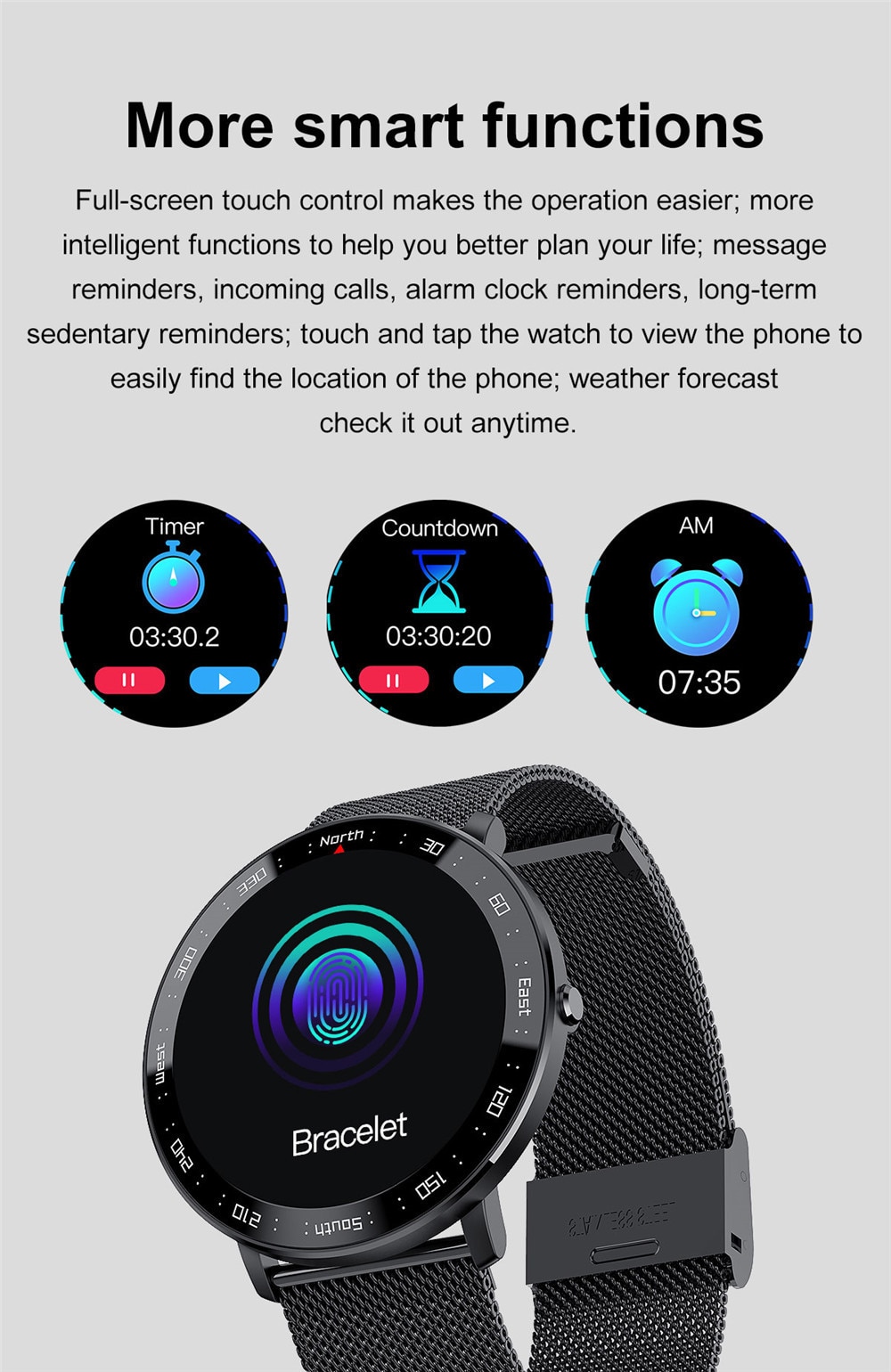 Full Touch Smart Watch Men Fitness Tracker Blood Pressure Smartwatch Women Bluetooth Electronics Smart Clock For Android IOS