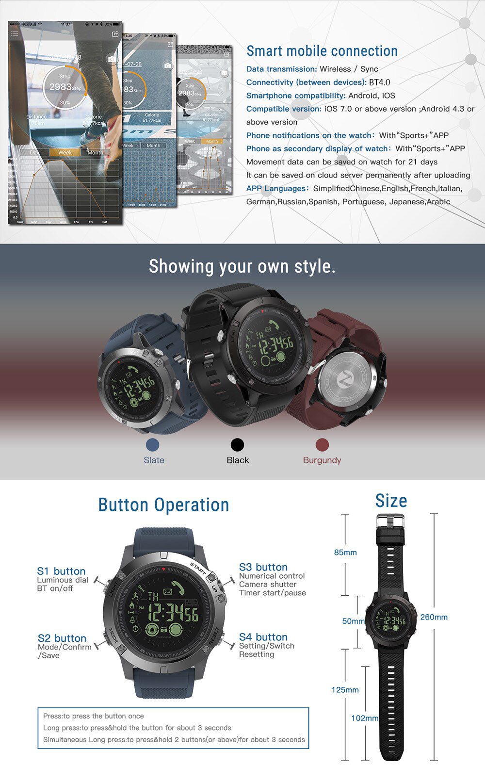 New Zeblaze VIBE 3 Flagship Rugged Smartwatch 33-month Standby Time 24h All-Weather Monitoring Smart Watch For IOS Android Watch