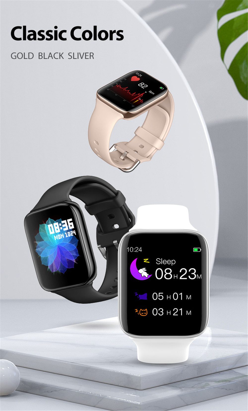 Full Touch Curved Screen Smart Watch Bluetooth Call Music Control Smartwatch Heart Rate Fitness Tracker Smart Watches Men Women