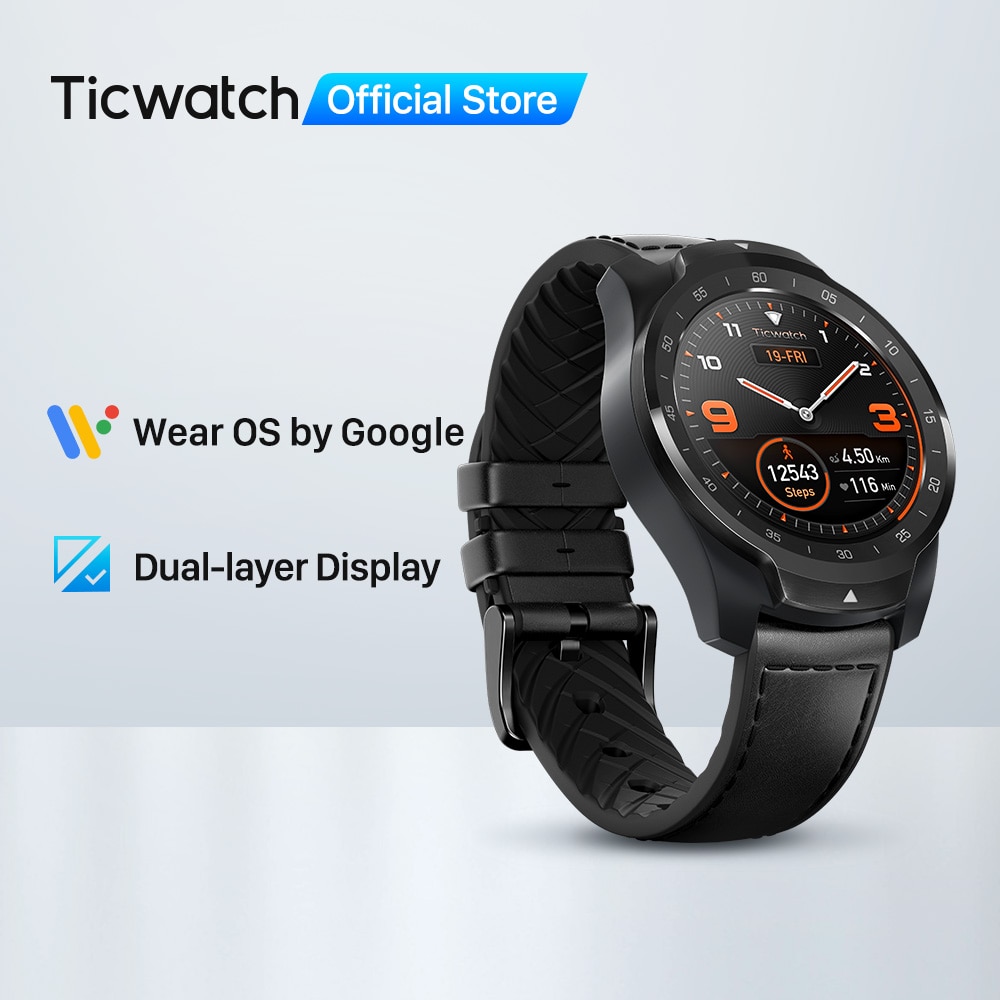 TicWatch Pro Smart Watch Men's Watch Wear OS by Google for iOS& Android NFC Payment Built in GPS Waterproof Bluetooth Smartwatch