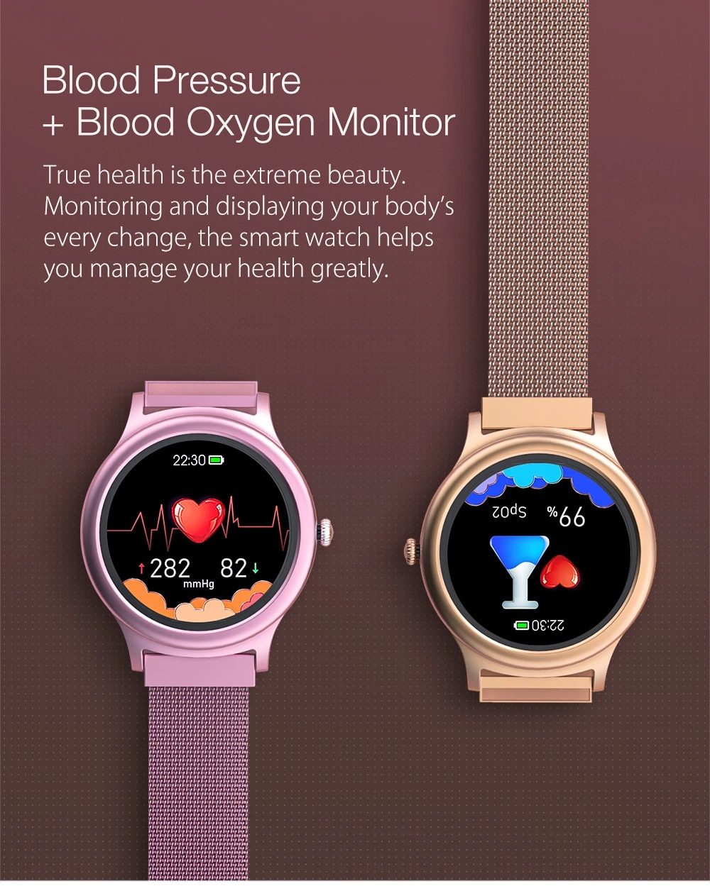 BlitzWolf BW-AH1 Waterproof Smart Watch Women Lovely Bracelet Heart Rate Monitor Sleep Monitoring Smartwatch Connect IOS Android