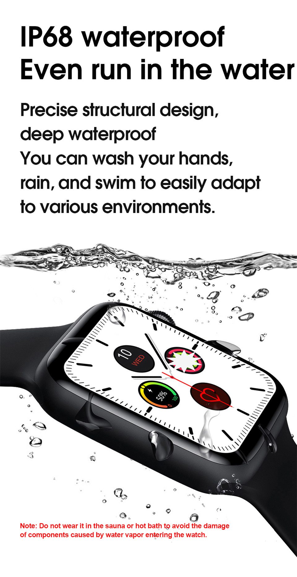 IWO W46 Smart Watch IP68 Waterproof Swimming Bluetooth Wireless Charging ECG Heart Rate Sport Men Smartwatch PK W26 IWO 12 8 13