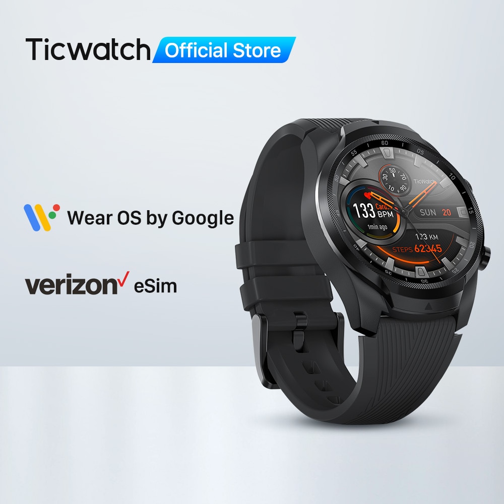 TicWatch Pro 4G/LTE US-Verizon Smartwatch for Men 1GB RAM Sleep Tracking Swim-Ready IP68 Waterproof Watch NFC Long Battery Life