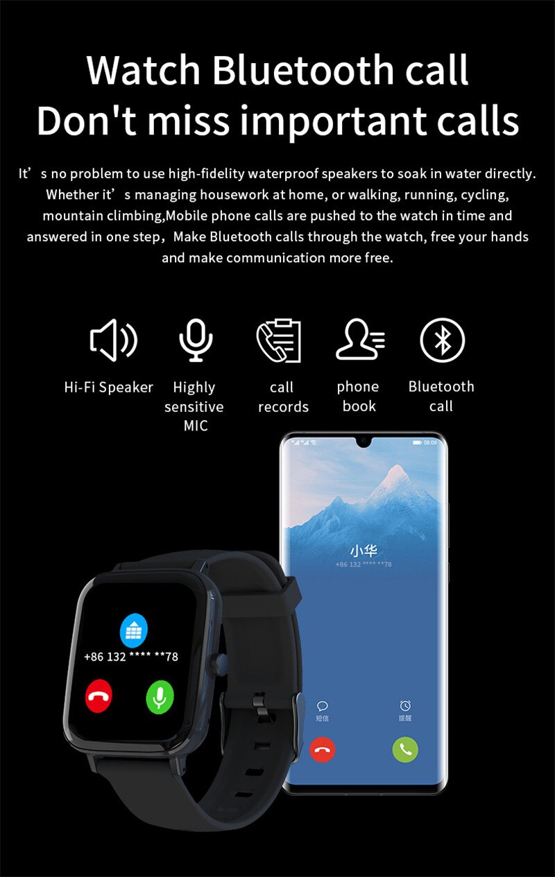 Smart Watch Fitness Tracker Heart Rate Monitor IP67 Waterproof Fitness Watch Pedometer Smartwatch Compatible for iOS Android