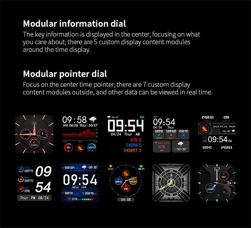 Smart Watch Fitness Tracker Heart Rate Monitor IP67 Waterproof Fitness Watch Pedometer Smartwatch Compatible for iOS Android