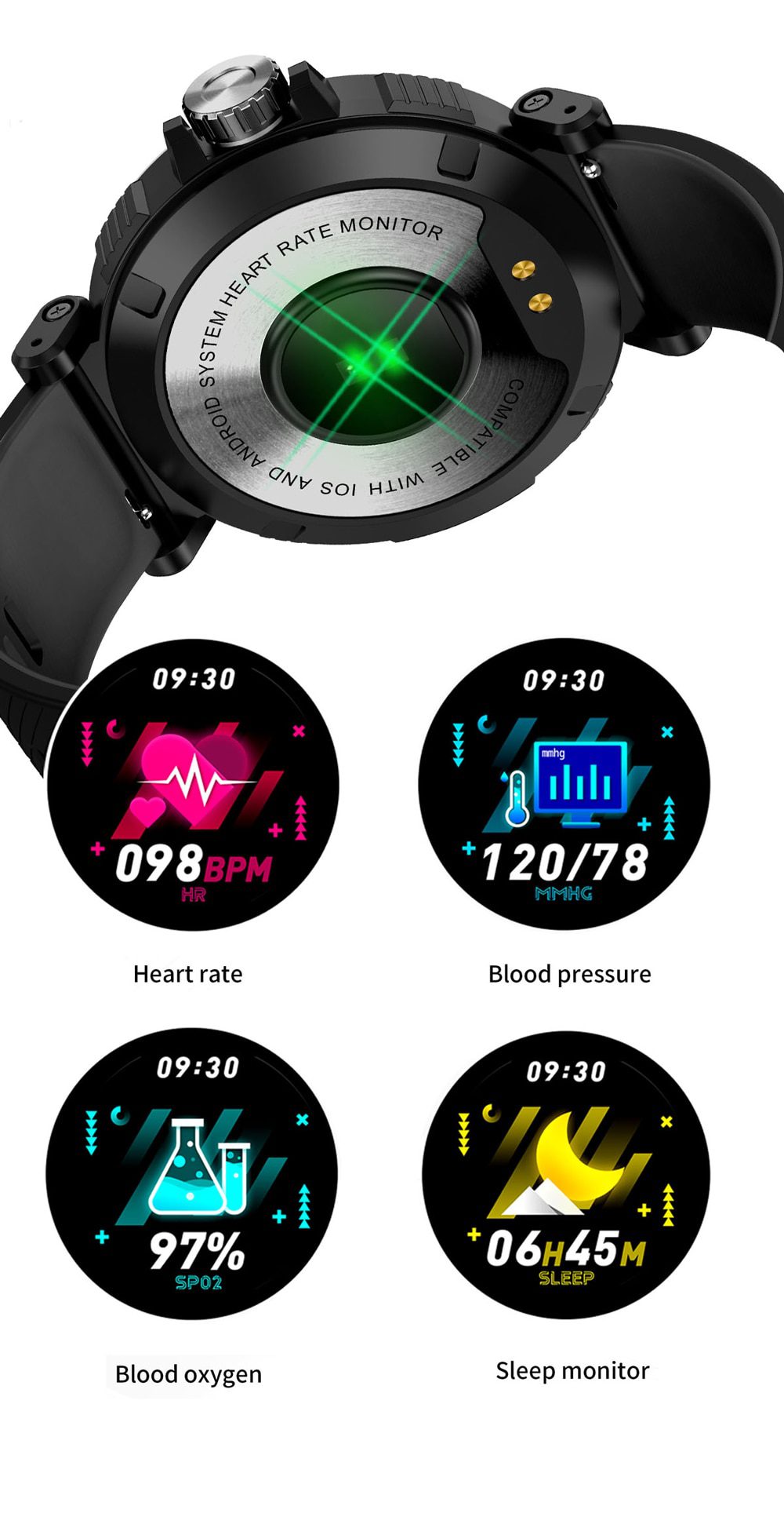 Sport Smart Watch Men Full Touch Round Screen Sleep Monitor Smartwatch Women Blood Pressure Heart Rate Fitness Tracker Watches