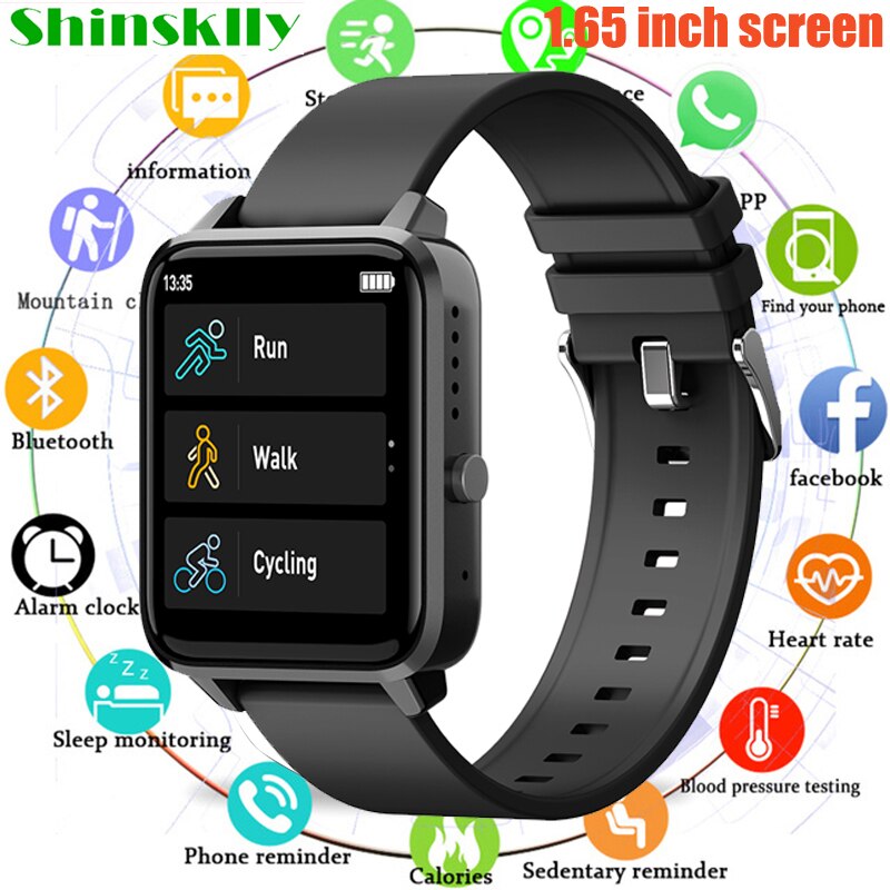 Smart Watch Men 1.65 Inch Full Touch Screen Bluetooth Call Smartwatch Women Blood Pressure Heart Rate Monitor Clock Android IOS