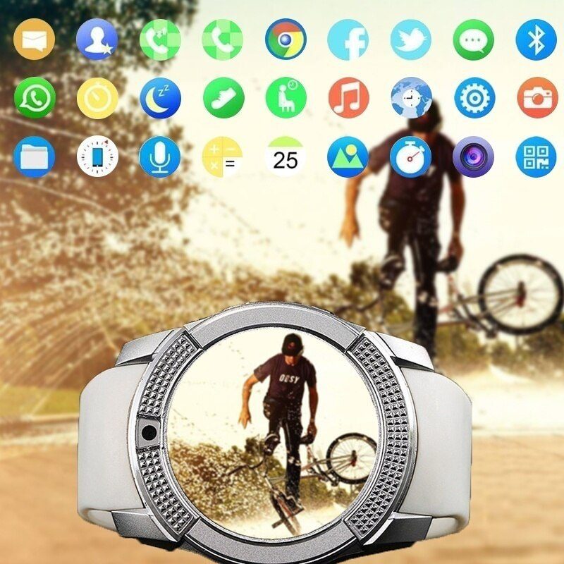 V8 Smart Watch Men Bluetooth Sport Watches Women Ladies Smartwatch with Camera Sim Card Slot for Android Information reminder