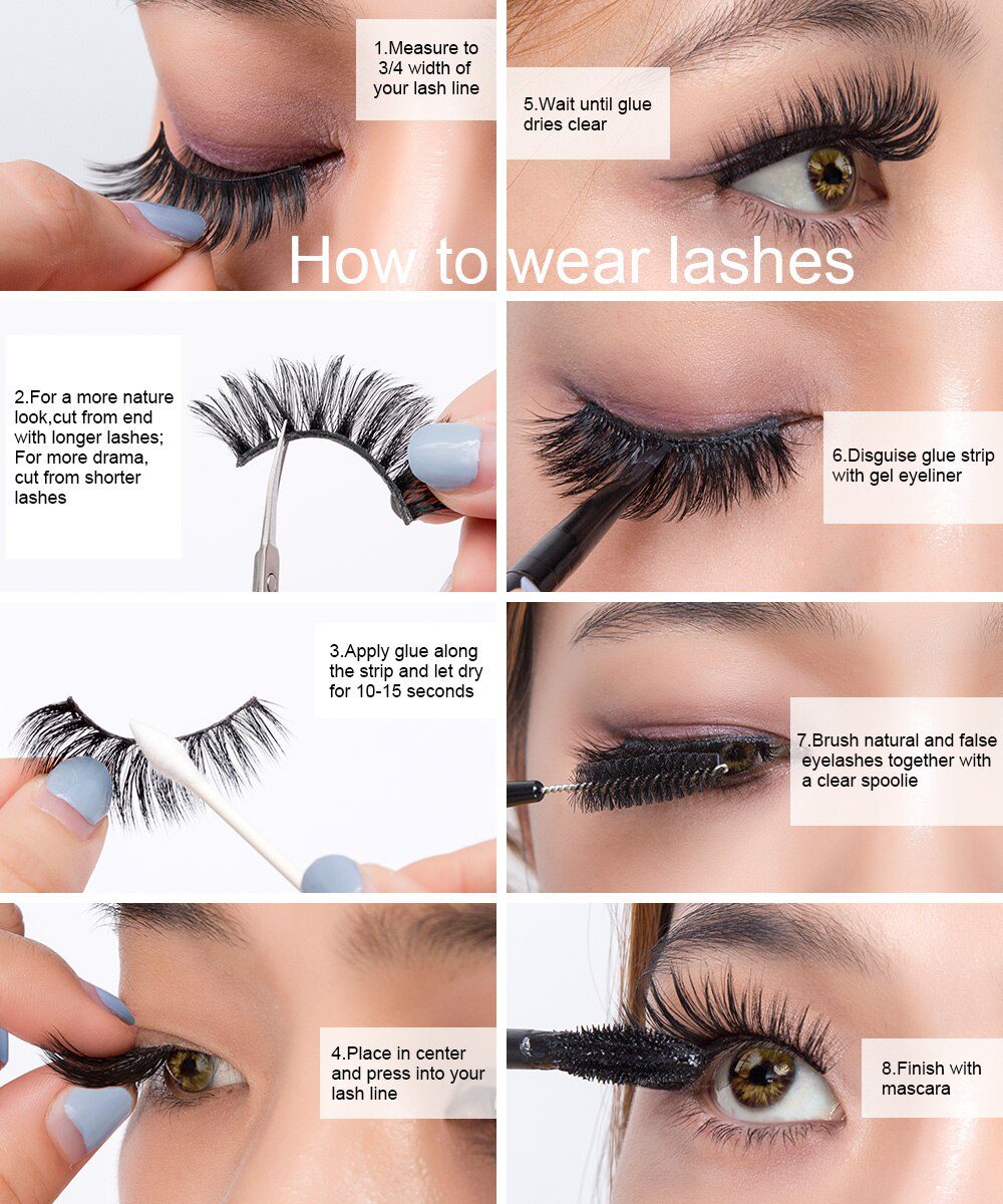 SEXYSHEEP 8/20 Pairs 15-20mm Natural 3D False Eyelashes Fake Lashes Makeup Kit Mink Lashes Extension Mink Eyelashes Wholesale