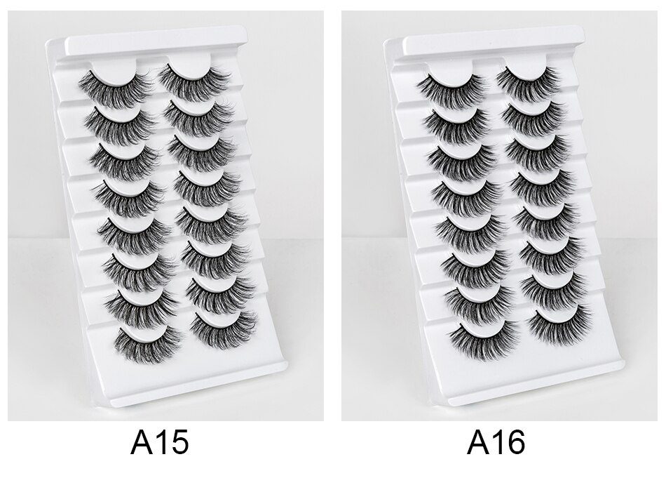 SEXYSHEEP 8/20 Pairs 15-20mm Natural 3D False Eyelashes Fake Lashes Makeup Kit Mink Lashes Extension Mink Eyelashes Wholesale