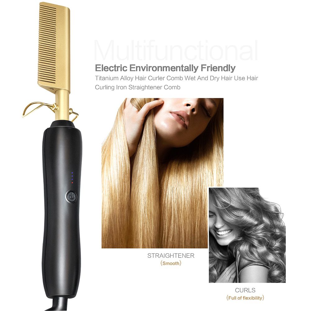 Hair Straightener Flat Irons Straightening Brush Hot Heating Comb Hair Straight Styler Corrugation Curling Iron Hair Curler Comb