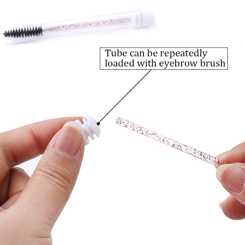 Reusable eyebrow brush tube disposable eyelash brush eyebrow brush replaceable dust-proof Sparkling broken diamond at bottom
