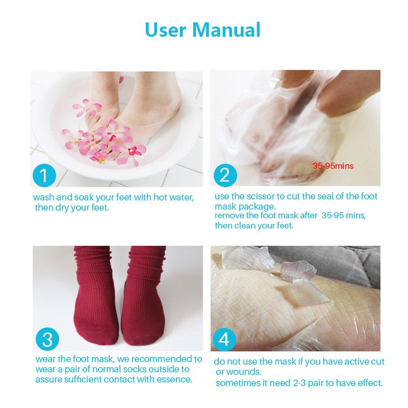 3pair=6 piece Exfoliating Foot Mask Foot Patch Magic Skin Peeling Dead Skin Feet Mask Socks Sosu Socks for Pedicure Socks Cream