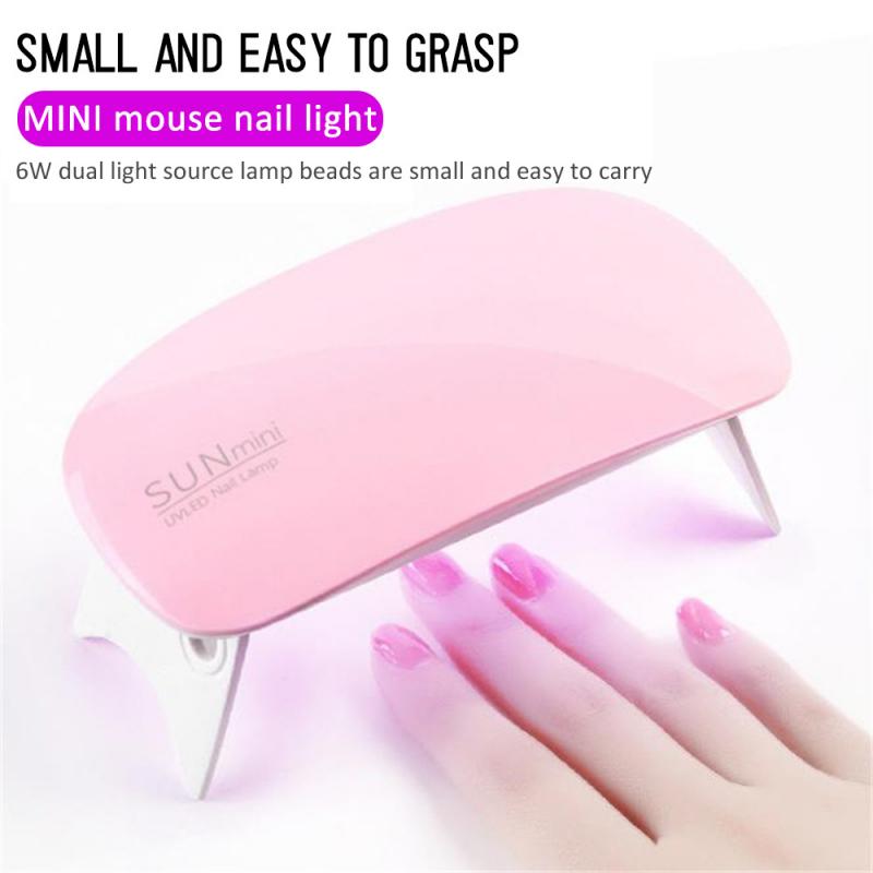 HOT！2color Portable 6W Nail Dryer Machine 6 LED UV Lamp Micro USB Cable Home Use Nail UV Gel Varnish Dryer Nail Art Tools