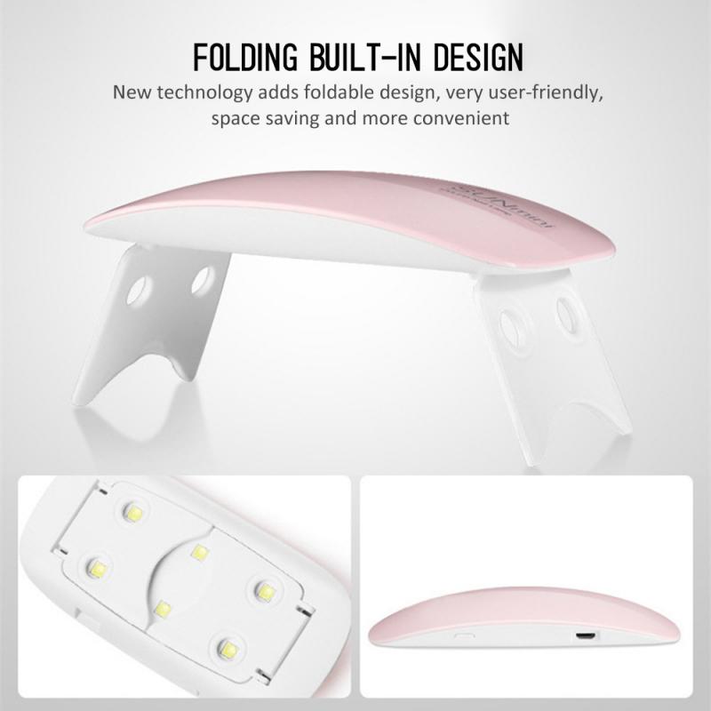 HOT！2color Portable 6W Nail Dryer Machine 6 LED UV Lamp Micro USB Cable Home Use Nail UV Gel Varnish Dryer Nail Art Tools