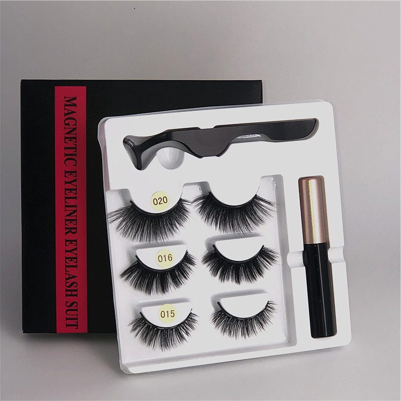 3/5 pairs of magnet eyelash makeup eyelashes magnetic eyelash eyeliner eyelash curler easy to wear thick false eyelashes gift