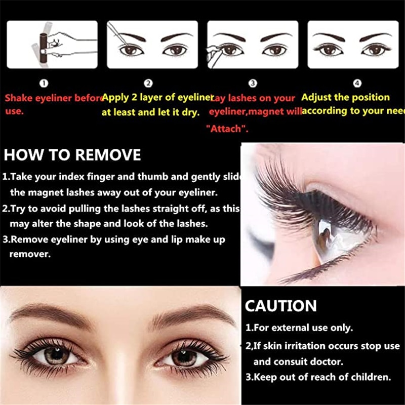 3/5 pairs of magnet eyelash makeup eyelashes magnetic eyelash eyeliner eyelash curler easy to wear thick false eyelashes  gift