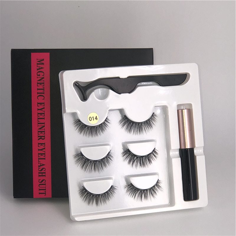 3/5 pairs of magnet eyelash makeup eyelashes magnetic eyelash eyeliner eyelash curler easy to wear thick false eyelashes gift