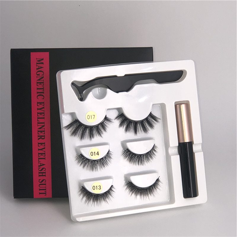 3/5 pairs of magnet eyelash makeup eyelashes magnetic eyelash eyeliner eyelash curler easy to wear thick false eyelashes gift