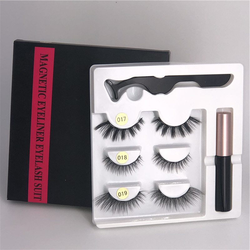 3/5 pairs of magnet eyelash makeup eyelashes magnetic eyelash eyeliner eyelash curler easy to wear thick false eyelashes gift