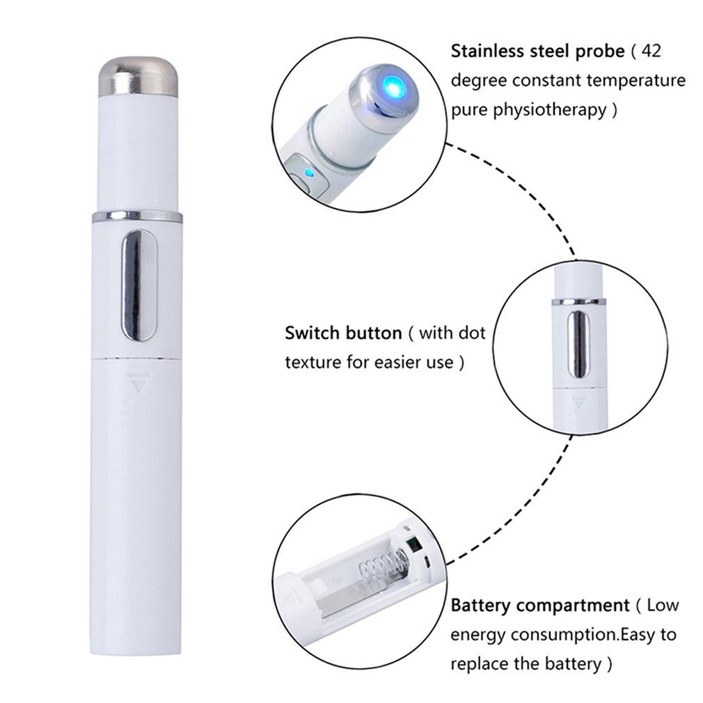 Acne Laser Pen Portable Wrinkle Removal Machine Durable Soft Scar Remover Device Blue Light Therapy Pen Massage Relax KD-7910