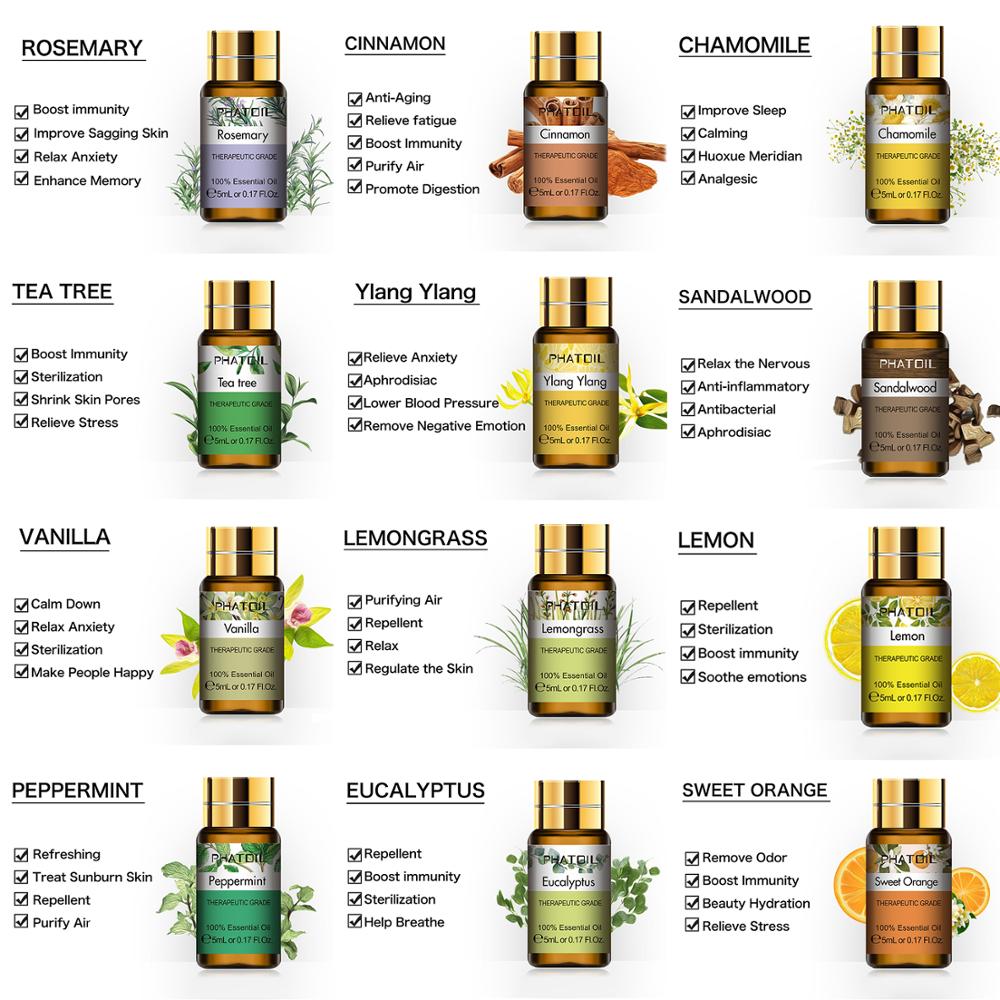 Pure Essential Oils 15pcs Gift Set Natural Plant Aroma Essential Oil Diffuser Eucalyptus Vanilla Mint Geranium Rose Tea Tree Oil