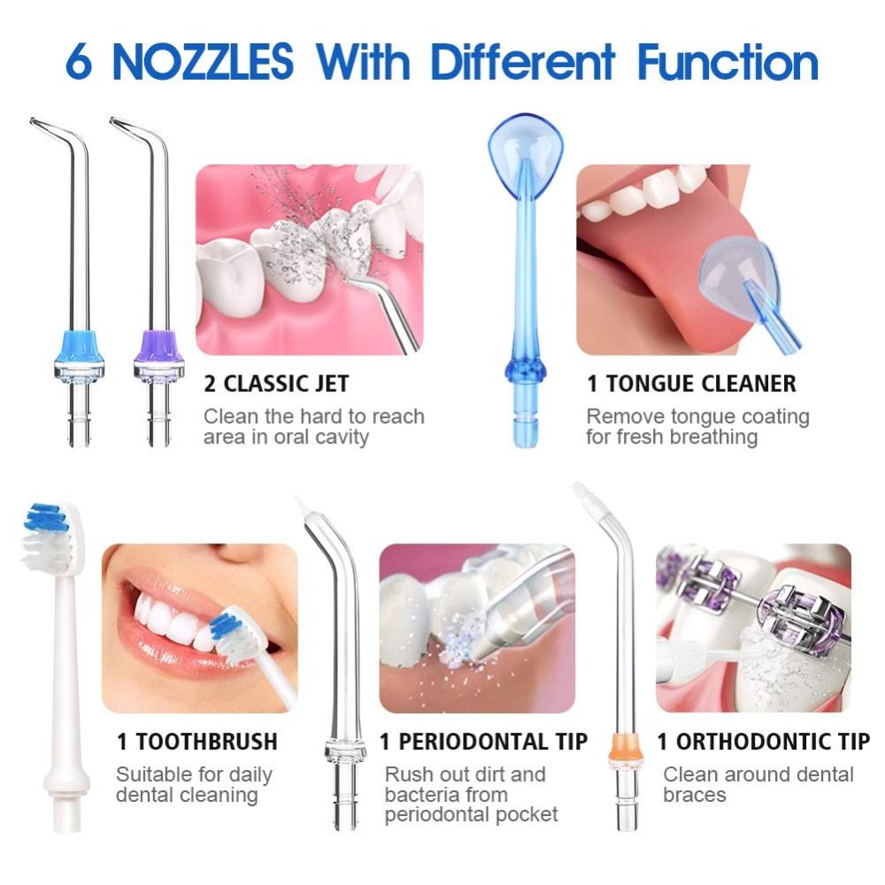 5 Modes Oral Irrigator USB Rechargeable Water Floss Portable Dental Water Flosser Jet 300ml Irrigator Dental Teeth Cleaner+5 Jet