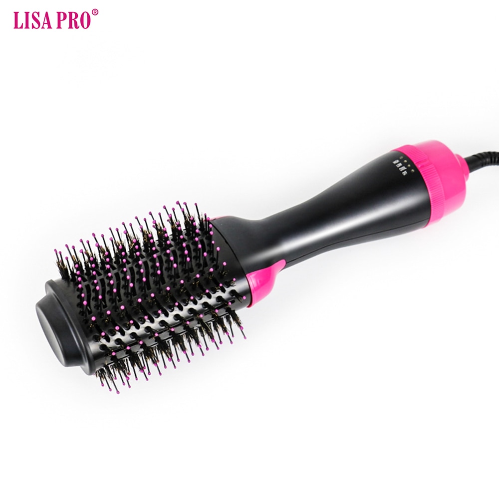 Lisapro Hot Air  Brush 2 In 1 Hair Dryer Hair Straightener Curler Comb Electric Blow Dryer With Comb Hair Brush Roller Styler
