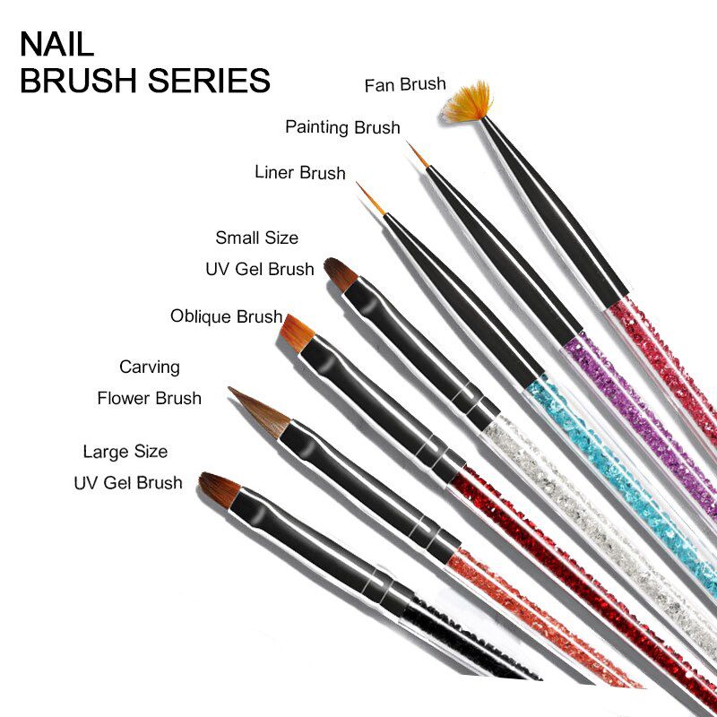 Professional Nail Art Brush Set For Manicure Rhinestone Acrylic Paint Brushes Kit UV Gel Polish Nails Lining Pen Gradient