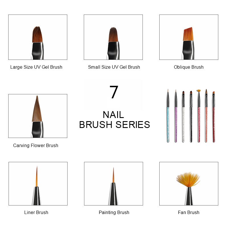 Professional Nail Art Brush Set For Manicure Rhinestone Acrylic Paint Brushes Kit UV Gel Polish Nails Lining Pen Gradient