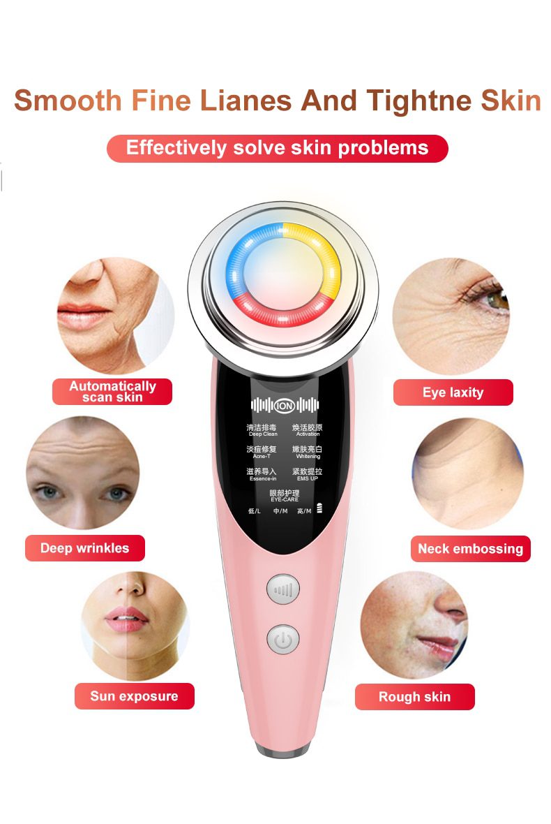 AmazeFan7in1RF&EMS Radio Mesotherapy Electroporation lifting Beauty LED Face Skin Rejuvenation Remover Wrinkle Radio Frequency