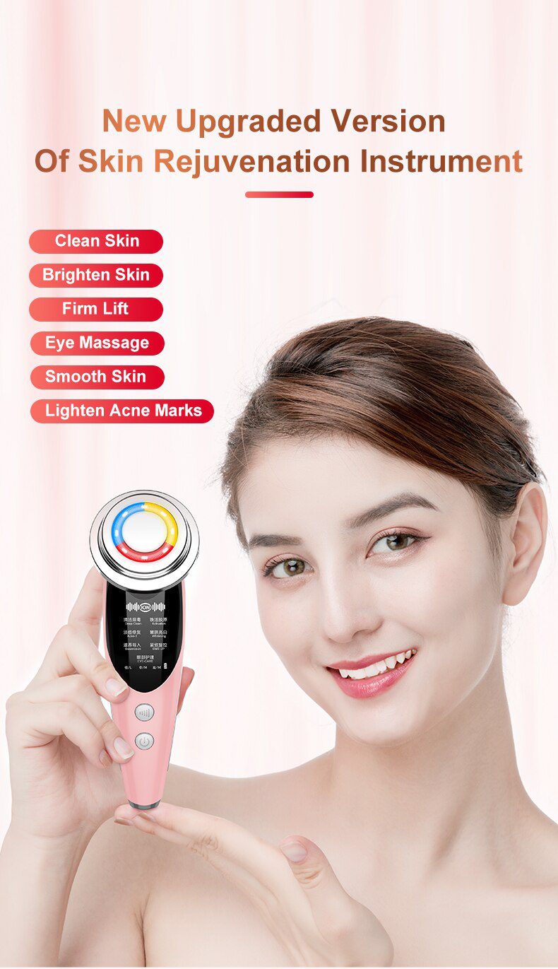 AmazeFan7in1RF&EMS Radio Mesotherapy Electroporation lifting Beauty LED Face Skin Rejuvenation Remover Wrinkle Radio Frequency