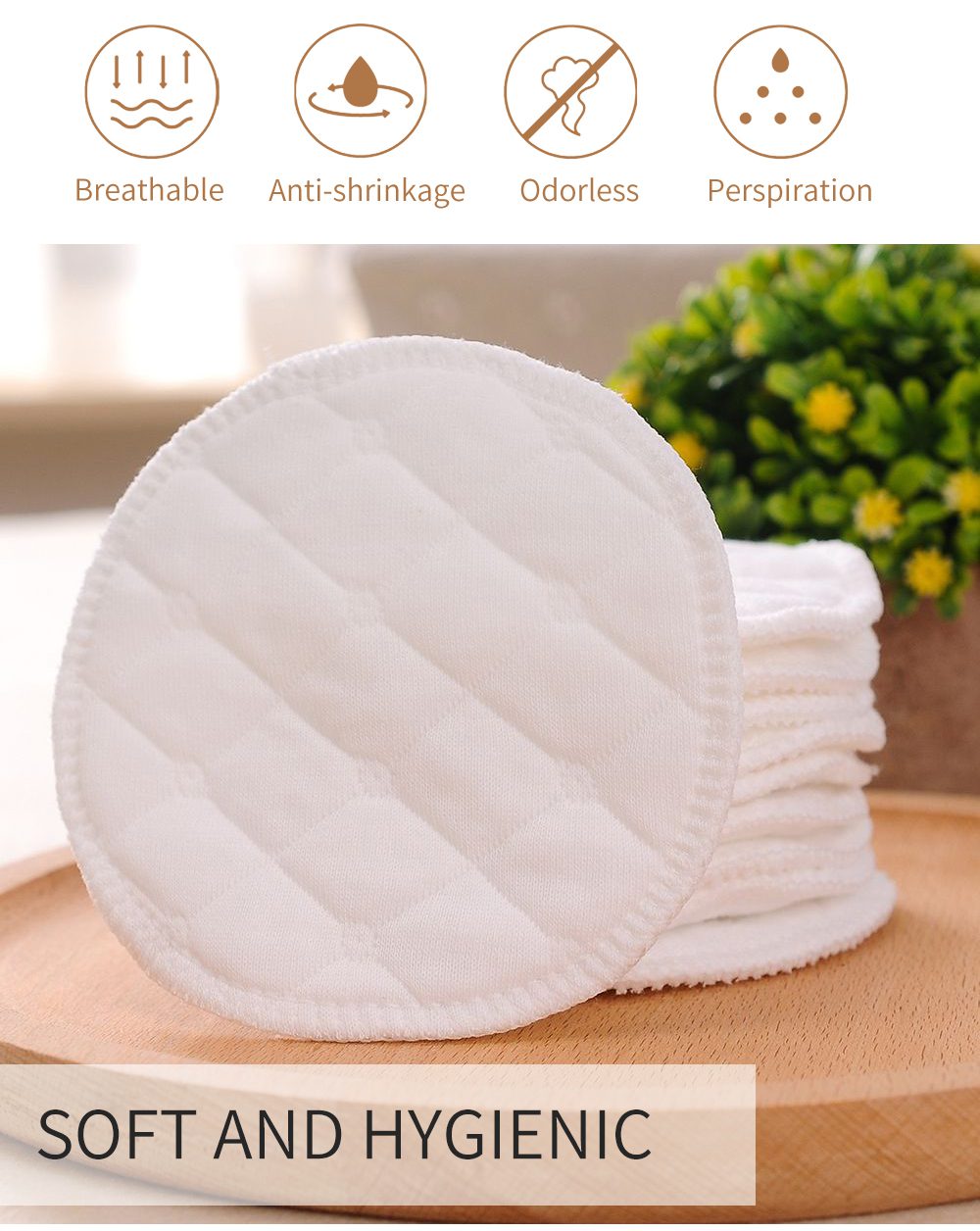 10pcs Reusable Cotton Pads Washable Makeup Remover Pad Soft Face Skin Cleaner Facial Cleaning Beauty Tool for Women Breast Pads