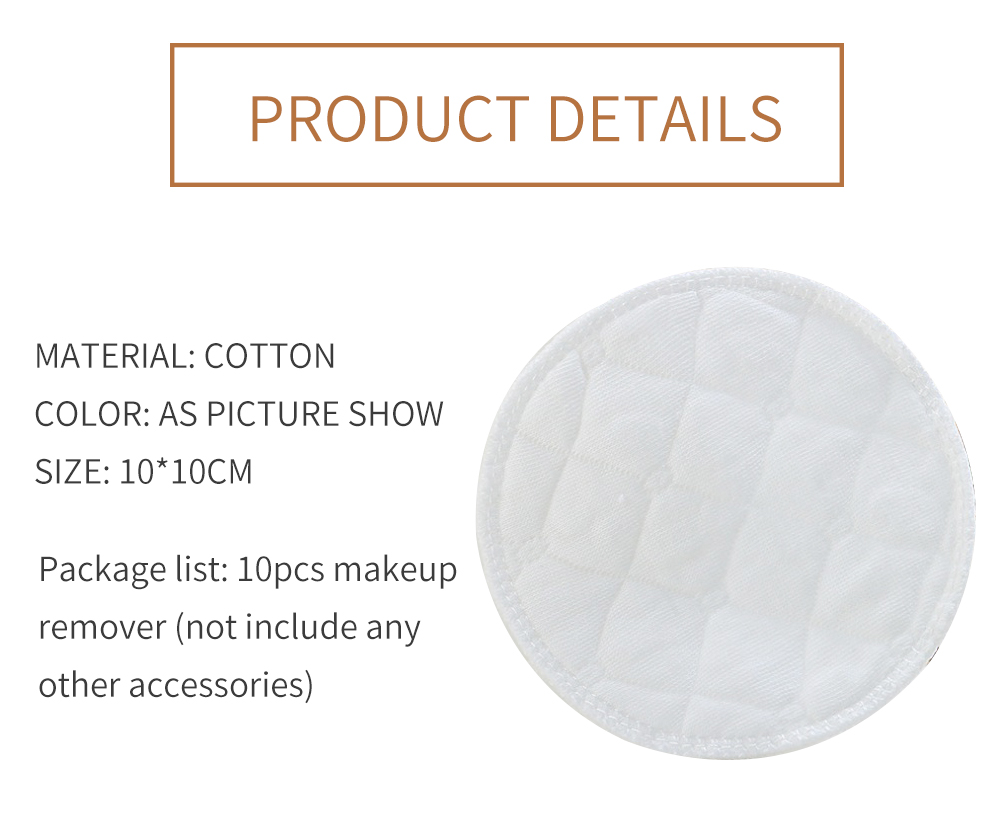 10pcs Reusable Cotton Pads Washable Makeup Remover Pad Soft Face Skin Cleaner Facial Cleaning Beauty Tool for Women Breast Pads